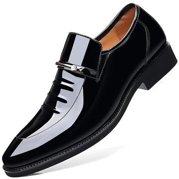 Men Dress Shoes Business Oxford High Gloss Patent Slip On Loafers Comfortable