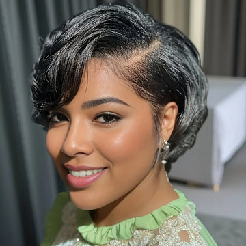 Cut Human Hair Wig Daily Party