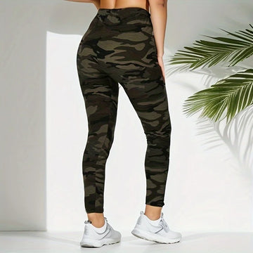 Women's Camouflage Gray Green High Stretch