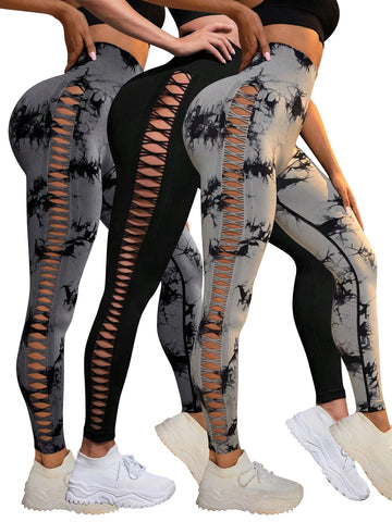 Women Scrunch Butt Lifting Elastic Yoga Pants with Side Mesh Design