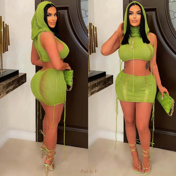 Sexy Knitted Hole Baddie 2 Piece Set