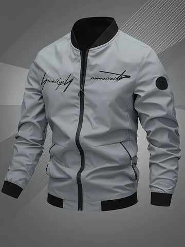 Trendy Men's Alphabet Embroidered Bomber Jacket