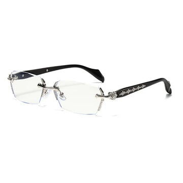 Y2K Vintage Frameless Cut Edge Glasses Anti Eyestrain Metal Anti-Blue Light