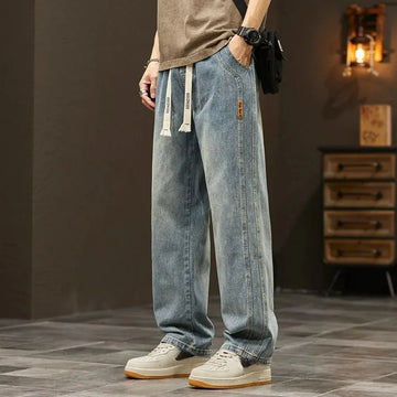 New Elastic Loose Straight Wide-Legged Jeans for Men