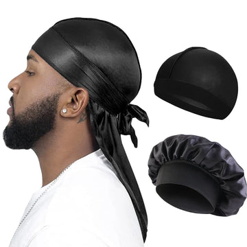 3PCS/LOT Men Unisex Wig Cap Elastic Band Satin Bonnet
